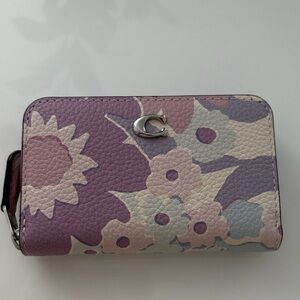 Coach Pastel Floral Zip Wallet in Lavender Multi-Tone